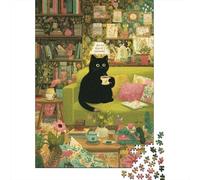 Puzzle Da 1000 Pezzi - Cozy Cat Reading Nook Puzzle Gioco Rompicapo Decorazione Da Parete Offerta Come Regalo Per Tutta La Famiglia 52x38cm/1000pcs