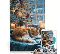 Puzzle da 1000 pezzi "Cozy Christmas Cat Nap", gioco rompicapo, rilassante e stimolante per la mente, ideale come regalo per tutta la famiglia 38x52cm