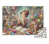 Puzzle da 1000 pezzi Crafty Woman Studio: una sarta con le forbici, gioco educativo per adulti, decorazione per la casa, sfida di alta difficoltà, regalo di compleanno. 70x50 cm/1000 pezzi.