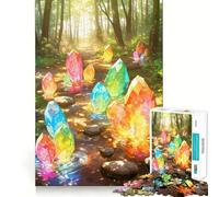 Puzzle da 1000 pezzi "Cristalli arcobaleno in un ruscello nella foresta" per adolescenti, gioco di logica mentale, tranquillo, taglio preciso, oggetto dei desideri di Babbo Natale (38x26cm)