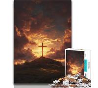 Puzzle da 1000 pezzi "Croce al tramonto" per adolescenti, regali, giocattoli da gioco Ogni pezzo è unico Gioco stimolante e divertente per tutta la famiglia, 38x26cm