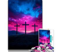 Puzzle da 1000 pezzi "Croce al tramonto" per adulti e adolescenti, giochi educativi, decorazione da parete, regali unici per compleanno e Natale, 38x26cm