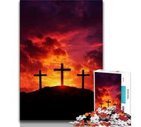 Puzzle da 1000 pezzi "Croce al tramonto" per adulti e ragazzi, impegnativo da completare ma divertente e umoristico, unico come decorazione per la casa e regalo, 50x75cm