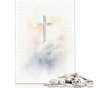 Puzzle da 1000 pezzi "Croce cristiana tra le nuvole" per adulti, difficoltà: giochi educativi, decorazione per la famiglia (38x26 cm)
