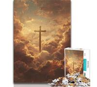 Puzzle da 1000 pezzi "Croce tra le nuvole" per adulti e adolescenti, difficile da completare ma divertente e spiritoso, un'idea regalo e un'arredamento per la casa unici, 38x26cm