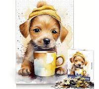 Puzzle da 1000 pezzi "Cucciolo all'ora del caffè" per adolescenti, gioco di intelligenza, divertimento per tutta la famiglia, taglio di qualità, regalo elegante (38x52cm)
