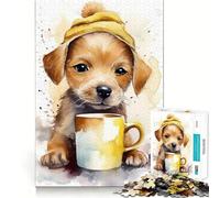 Puzzle da 1000 pezzi "Cucciolo all'ora del caffè" per adolescenti, gioco di intelligenza, divertimento per tutta la famiglia, taglio di qualità, regalo elegante (38x52cm)