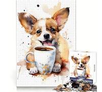 Puzzle da 1000 pezzi Cucciolo all'ora del caffè per adolescenti, gioco di logica e abilità, momento di serenità, taglio preciso, (50x75cm)