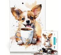Puzzle da 1000 pezzi "Cucciolo all'ora del caffè" per adolescenti, gioco di logica e abilità, morbido, rilassante, taglio preciso, regalo prezioso (38x52cm)