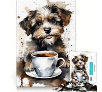 Puzzle da 1000 pezzi "Cucciolo all'ora del tè" per adolescenti, gioco che stimola la logica e allevia la tensione, con bordi di qualità, ideale come regalo di Babbo Natale (38x52cm)