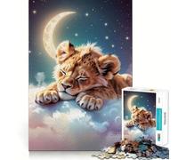 Puzzle da 1000 pezzi "Cucciolo di leone addormentato tra le nuvole" per ragazzi, ideale per migliorare la memoria, per un relax divertente Pezzo da collezione con tagli netti 50x75cm