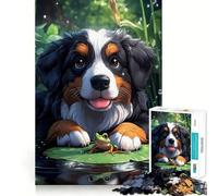 Puzzle da 1000 pezzi "Cucciolo e rana amici" di Bernese Mountain per adolescenti, gioco che stimola la logica e allevia lo stress, con bordi di qualità, ideale come regalo di Babbo Natale (50x75cm)