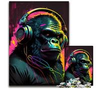 Puzzle da 1000 pezzi "Cuffie Gorilla" per adulti, ideale come regalo per adolescenti, coppie e amici per compleanni e Natale, 50x75CM/19,68x29,52 pollici.