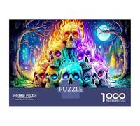 Puzzle da 1000 pezzi Cumulo di Teschi di Fuoco per bambini di età superiore ai 12 anni, Puzzle stimolante di scheletri regalo per uomini e donne, 52x38 cm