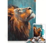 Puzzle da 1000 pezzi "Cuor di Leone sotto la pioggia" gioco per famiglie regalo di compleanno con poster e foglio di curiosità abbinati 50x75cm