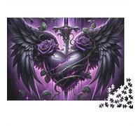 Puzzle da 1000 pezzi "Cuore d'Angelo Oscuro", rosa gotica, cuore e ali. Per adulti dai 12 anni in su. Gioco educativo, decorazione per la casa, per Dimensioni: 38x26 cm.