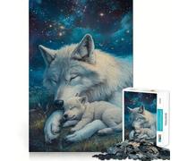 Puzzle da 1000 pezzi "Cuore di lupo nel mare di stelle" divertimento e allenamento per la mente,pezzi che si incastrano perfettamente,hobby affascinante per i momenti di svago (38x26cm)