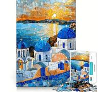 Puzzle da 1000 pezzi "Cupole Blu della Grecia",gioco di squadra,stimolante per la mente,divertente,ideale per momenti di relax,decorazione natalizia da parete 50x75cm