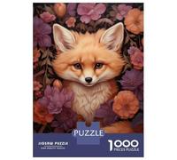 Puzzle Da 1000 Pezzi Cute Fox in Fall Flowers Puzzle Per Adulti Giocattolo Decorazione Da Parete Un'opera D'arte Regali Unici Per Compleanno E Natale 38x26cm/1000pcs