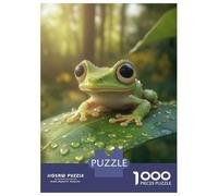 Puzzle Da 1000 Pezzi Cute Green Frog on Leaf Puzzle Per Adulti Giochi Rilassanti Antistress Offerta Regalo Per Tutta La Famiglia 52x38cm/1000pcs