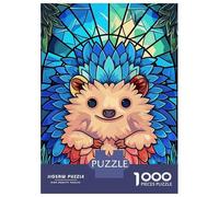 Puzzle Da 1000 Pezzi Cute Hedgehog Stained Glass Art Puzzle Per Adulti Gioco Rompicapo Migliora La Memoria Regali Unici Per Compleanno E Natale 52x38cm/1000pcs