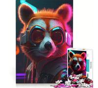 Puzzle da 1000 pezzi Cyber Red Panda per ragazzi, gioco divertente, allena la mente e la mano, sfida unica 38x52cm