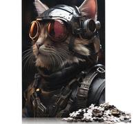 Puzzle da 1000 pezzi "Cyberpunk Cat", divertente per famiglie, per adulti e gioco impegnativo, giochi antistress e regali unici (38x26 cm)
