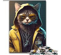Puzzle da 1000 pezzi Cyberpunk Cool Cat in cartone, dimensioni 26x38cm, perfetto per la casa o l'ufficio, regalo di Natale ideale.