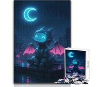 Puzzle da 1000 pezzi Cyberpunk Dragon Under The Neon Moon Relaxing Solo Quiet Time Giocattolo da gioco con taglio preciso superiore Dimensioni 38x52cm