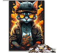 Puzzle da 1000 pezzi Cyberpunk Fire Cat, puzzle impossibili per adulti, dimensioni 26x38cm, relax e sfida, arte decorativa colorata per la casa, amici.