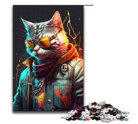 Puzzle da 1000 pezzi Cyberpunk Nice Cat Jigsaw per adulti Puzzle in legno Gioco impegnativo 1000 pezzi