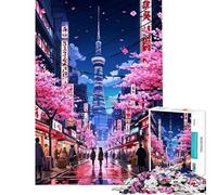 Puzzle da 1000 pezzi Cyberpunk Sakura giapponese per adolescenti e adulti gioco pratico taglio di precisione divertente attività da fare a casa (dimensioni 38x52cm)