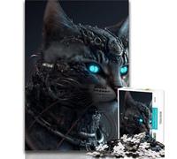 Puzzle da 1000 pezzi Cyborg Cat Puzzle da 1000 pezzi per adulti e ragazzi, con poster abbinato e foglio di quiz per età 14 (50x75cm)