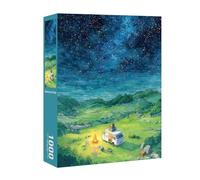 Puzzle da 1000 pezzi da campeggio con notte stellata, puzzle antistress per adulti, scena paesaggistica con camper sotto il cielo notturno, 70 x 50 cm, dimensioni completate (8#)