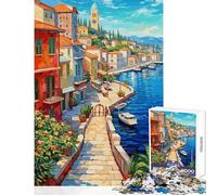 Puzzle da 1000 pezzi,decorazione per la casa,città di mare,giocattoli,ottimo regalo per giochi educativi,migliora l'amore tra coppie,dimensioni 50x75cm