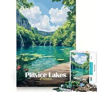 Puzzle da 1000 pezzi dei Laghi di Plitvice, Croazia, per adulti e ragazzi, ideale per stimolare la creatività, alleviare lo stress, con dettagli nitidi e perfetti come regalo per le vacanze (38x26cm)