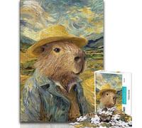 Puzzle da 1000 pezzi del Capibara in stile Van Gogh per adulti e adolescenti, aiuta il cervello ad allenarsi Giocattoli avvincenti per coltivare la pazienza Adatto alle coppie (75x50cm)