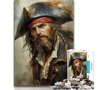 Puzzle da 1000 pezzi del Capitano Pirata per adolescenti, antistress per ammazzare il tempo durante le vacanze, con poster abbinato e foglio di quiz, 50x75cm
