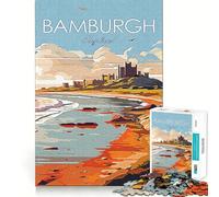 Puzzle da 1000 pezzi del Castello di Bamburgh,gioco di precisione e cognitivo,ideale per il tempo libero e come regalo di Natale (50x75cm)