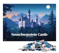 Puzzle da 1000 pezzi del Castello di Neuschwanstein, Germania di notte per puzzle di carta, gioco educativo per adulti, 38x26 cm/1000 pezzi