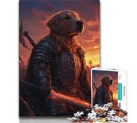 Puzzle da 1000 pezzi del cavaliere Golden Retriever, gioco educativo, sfida, decorazione da parete, compleanno e Natale, 38x26cm
