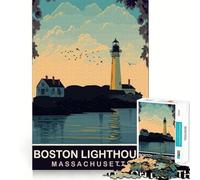 Puzzle da 1000 pezzi del faro di Boston,disegno accurato,gioco stimolante per la mente,facile da giocare,regalo di compleanno ideale per chi ama pensare 38x52cm