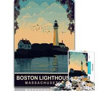 Puzzle da 1000 pezzi del faro di Boston per adulti e ragazzi, giocattolo educativo e decomprimente, ottimi regali e giocattoli, 38x26cm