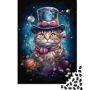 Puzzle da 1000 pezzi del gatto col cappello per adulti, puzzle per adulti, regalo di Halloween dai 14 anni in su, 1000 pezzi (38x26 cm)
