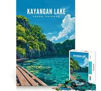 Puzzle da 1000 pezzi del lago Kayangan,Coron,Palawan Pezzi ben rifiniti Gioco stimolante per la mente Divertimento e relax Opera d'arte natalizia (38x52cm)