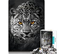 Puzzle da 1000 pezzi del leopardo dagli occhi dorati per adolescenti, gioco per famiglie, antistress, sfida difficile, regalo per amici e parenti (38x26cm)