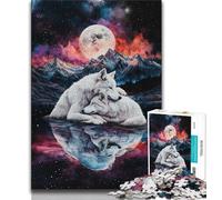 Puzzle da 1000 pezzi del lupo bianco per adolescenti giocattoli giochi educativi antistress interazione genitore-figlio (50x75cm)