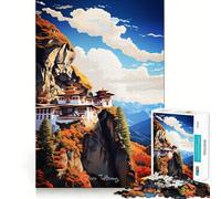 Puzzle da 1000 pezzi del Monastero di Paro Taktsang per adulti, gioco di logica, rilassante e divertente, taglio perfetto, regalo elegante (38x26cm)