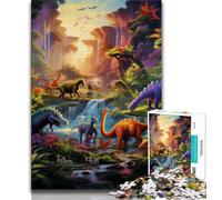 Puzzle da 1000 pezzi del mondo dei dinosauri per adulti e adolescenti, giocattoli avvincenti per la decorazione della casa, stimola l'intelligenza cerebrale (50x75cm)
