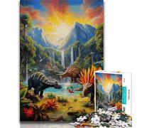 Puzzle da 1000 pezzi del mondo dei dinosauri per adulti e adolescenti, gioco educativo, sfida, decorazione da parete, regali unici per compleanno e Natale (50x75cm)